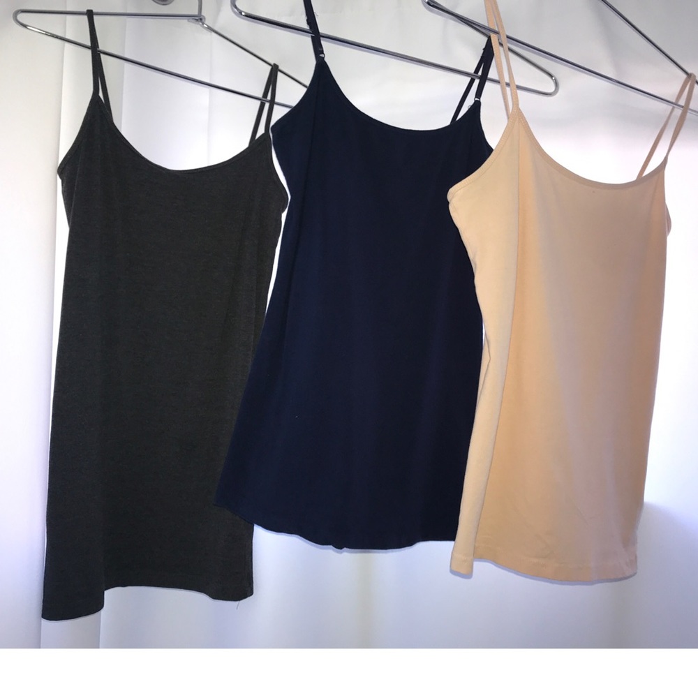 Forever 21 3 Pack Camisoles in Grey, Navy & Pink